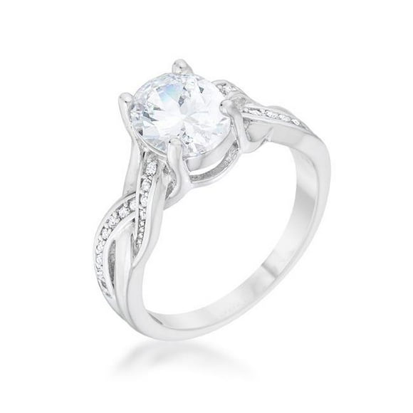Womens Justine 2 CT Cubic Zirconia Rhodium Classic Oval Ring - Size 9