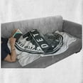 thumbnail image 6 of Detroit Soft Flannel Fleece Throw Blanket, Damaged Old Stamp of Michigan USA with City Map Location Tourism Travel, Cozy Plush for Indoor and Outdoor Use, 70" x 90", Black White Grey, by Ambesonne, 6 of 6