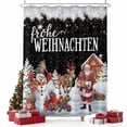 thumbnail image 2 of Black Christmas Shower Curtain, Santa Snowman Snowflake Gifts Elk Waterproof Fabric Shower Curtains with 12 Hooks, Bathroom Curtain Set for Bathroom Accessories Decor, 36 x 72 Inches, 2 of 9