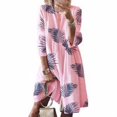 thumbnail image 2 of Vestido Mujer Vestido Estampado Vintage Manga 3/4 Paño De Cuello Redondo, Rosa Hoja, XL Scienceny AP002219-36, 2 of 5