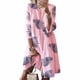 thumbnail image 2 of Vestido Mujer Vestido Estampado Vintage Manga 3/4 Paño De Cuello Redondo, Rosa Hoja, XL Yuarrent AP002219-36, 2 of 5