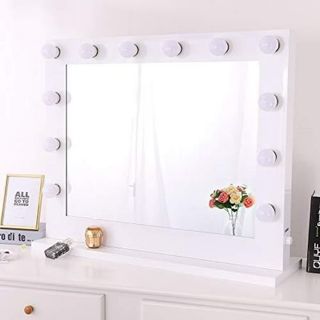 Chende Large Vanity Mirror With Light 31 5 X 25 6 Inches Hollywood White Lighted Led Makeup For Wall Or Tabletop Replaceable Bulbs And Gloss Metal Frame Design Canada Chende Large Vanity Mirror With Light, Vanity Mirror With Replaceable Bulbs