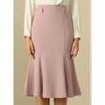 thumbnail image 4 of DARING DIVA Women Fishtail High Waist Belted Work Midi Mermaid Skirts 2XL Pink, 4 of 6