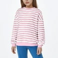 thumbnail image 6 of Miluxas Girls Long Sleeve Crewneck Striped Sweatshirt Casual Color Block Pullover Tops Pink 9-10 Years, 6 of 7