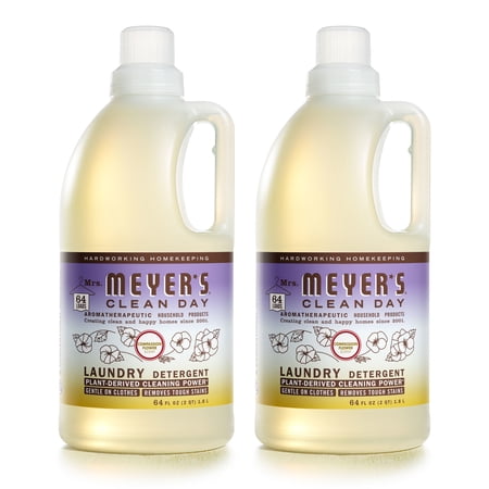 Mrs. Meyer's Clean Day Laundry Detergent, Compassion Flower Scent, 64 Ounce Bottle (Pack of 2)