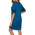 thumbnail image 5 of Chemise de Nuit pour Femmes, Chemise de Nuit en Coton Col en V Manches Courtes Pyjama Ample Confortable Robe Décontractée, Bleu, 5 of 5
