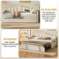 thumbnail image 3 of Upholstered Twin Size Daybed with Adjustable Height Pop Up Trundle Twin Bed and USB & Type-C Charging Port, Day Bed Frame with 2 Side Pockets, No Box-Spring Needed, Beige, 3 of 14