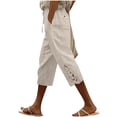 thumbnail image 2 of Sageysalite Capri Pants for Women Cotton Linen Drawstring Elastic Waist Casual Lightweight Wicking Cropped Pants with Pockets, 2 of 5