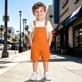 thumbnail image 6 of XIYON Children Girls Boys Overalls Suspenders Sleeveless Solid Color Comfortable Lightweight Jumpsuit Romper For Everyday Wear,Orange,4-5 Years, 6 of 9