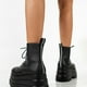 thumbnail image 4 of NECHOLOGY Botas Mujer Adulto Femenino Zapatos Botines mujer Botas de suela gruesa con tacón de cuña y cremallera lateral con cordones de cuero de color liso para mujer (Black, 7.5), 4 of 5