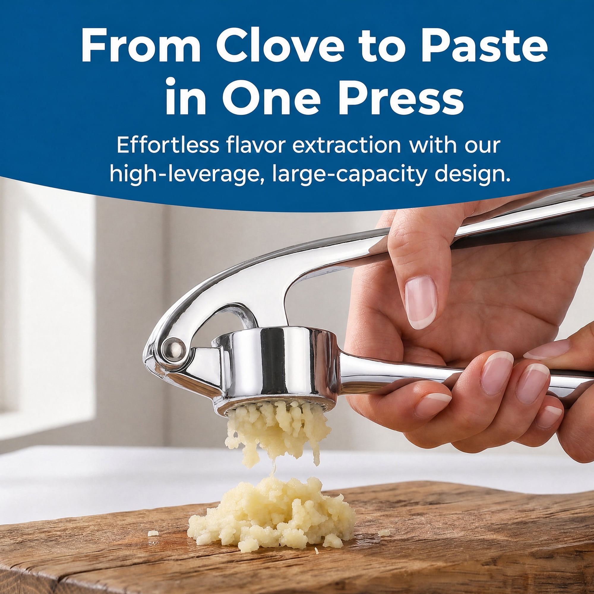 Unique Bargains Chopper Food Processor Ergonomic Long Handle Garlic Squeezer Silver-3