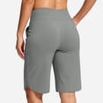 thumbnail image 5 of BUIGTTKLOP Shorts for Women Knee Length with Pockets High Waisted Stretch Shorts for Summer Walking, 5 of 6
