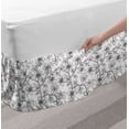 thumbnail image 2 of Floral Vintage Bed Skirt, Graphic Drawing of Blossoming Flowers on Branches with Leaves, Elastic Bedskirt Dust Ruffle Wrap Around for Bedding Decor, 4 Sizes, Charcoal Grey and White, by Ambesonne, 2 of 2