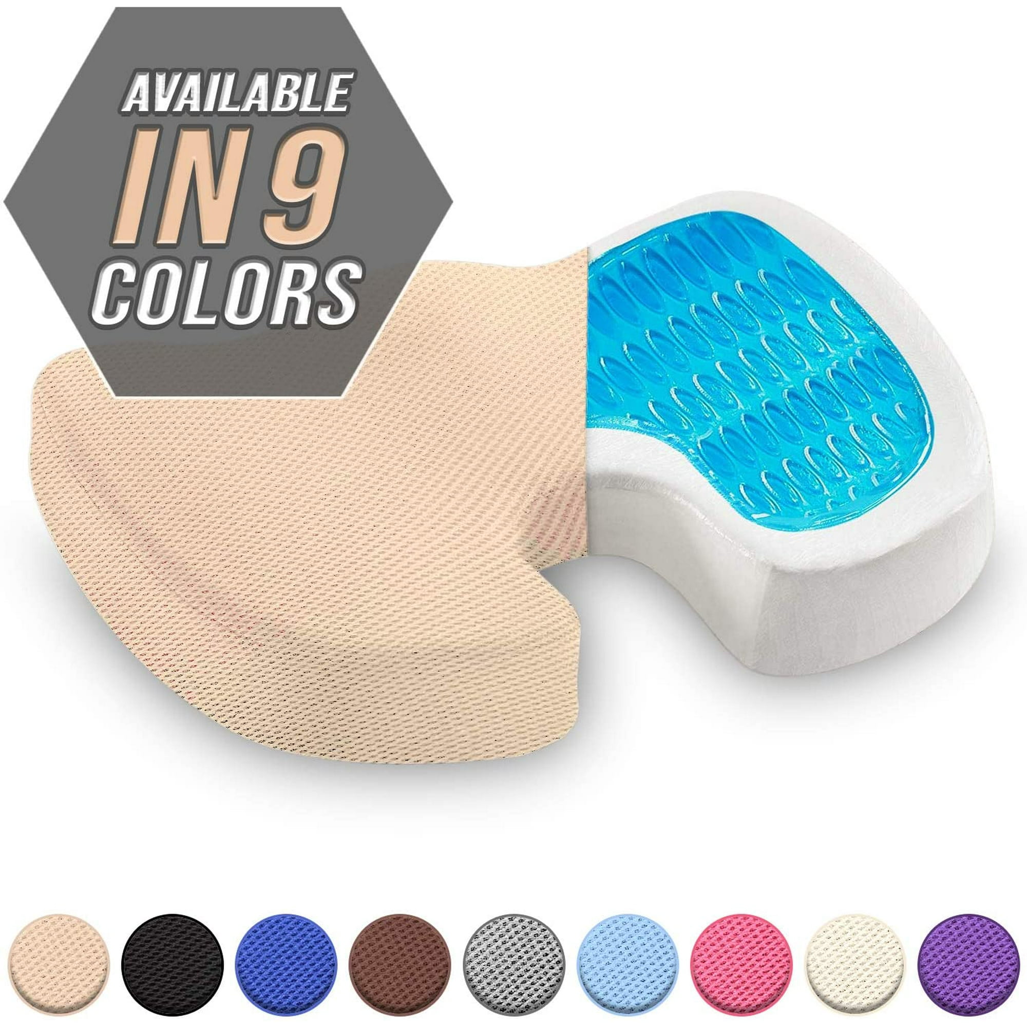 Seat Cushion Orthopedic Gel and Memory Foam Cushion for Tailbone Pain Office Chair Car Seat Cushion Sciatica and Back Pain Relief Beige Walmart
