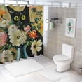 thumbnail image 7 of JEUXUS Roses & Lilies Cat Print Shower Curtain - Multiple Sizes White, 7 of 7