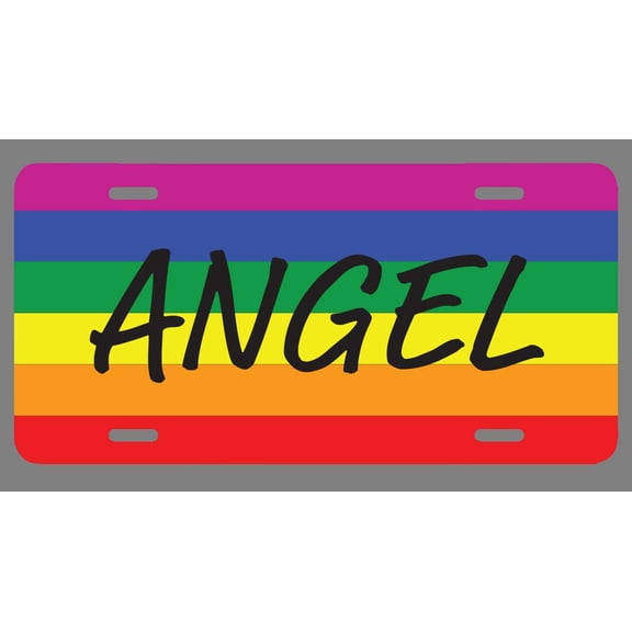 Angel Name Pride Flag Style License Plate Tag Vanity Novelty Metal | UV Printed Metal | 6-Inches By 12-Inches | Car Truck RV Trailer Wall Shop Man Cave | NP1899