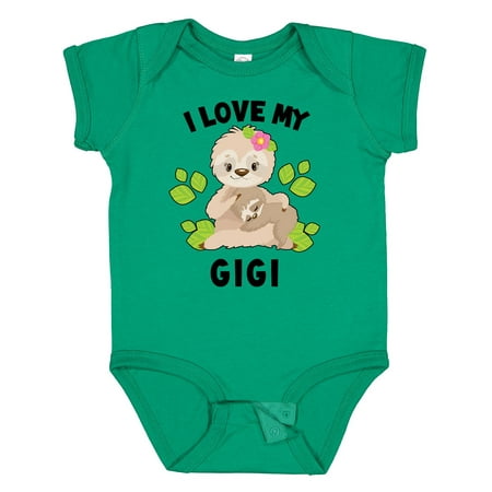 

Inktastic Cute Sloth I Love My Gigi and Green Leaves Boys or Girls Baby Bodysuit