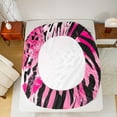 thumbnail image 5 of Homewish Zebra Cheetah Print Twin Sheet Sets, Black Pink Stripes Twin Fitted Sheet, Vintage Oil Printing Flat Sheet, Super Cozy Room Decor, 3 Pieces, 5 of 7