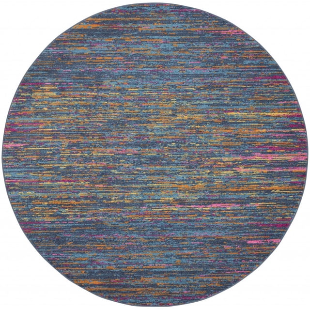 homeroots Décoration Intérieure 385707 Tapis Rond 8 Pieds Bleu Vieilli