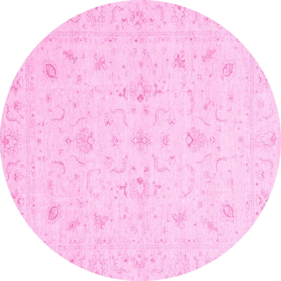 Ahgly Company Indoor Round Oriental Pink Traditional Area Rugs, 6' Round