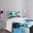 thumbnail image 5 of Ambesonne Nature Quilted Bedspread Set 2 Pcs, Man Dog Lake Tree Moon, Twin Size, Sky Blue Black White, 5 of 6