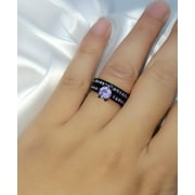 Matching Rings Couple Rings Black Gold Plated 1CT Purple Cz Women Wedding Ring Sets
