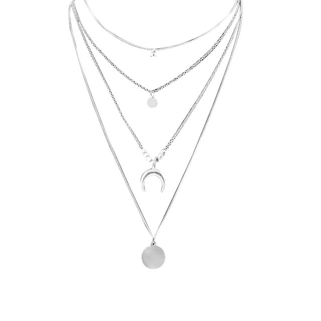 Colgante Collar de la personalidad de las mujeres del disco de la capa de la moda de la luna Collares Colgantes