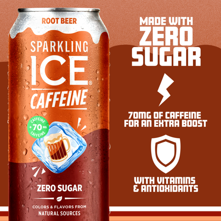 SPARKLING ICE CAFFEINE ROOT BEER 16OZ CAN *ZERO SUGAR, NATURALLY SOURCED COLORS & FLAVORS*