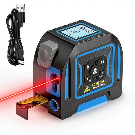 Laser Rangefinder, 2-in-1 Laser Tape Measure, 130Ft/40m Laser Measurement Tool, 16Ft/5m Measuring Tape, Digital Laser Tape Measure, LCD Display, Self-Locking Tape, Belt Clip