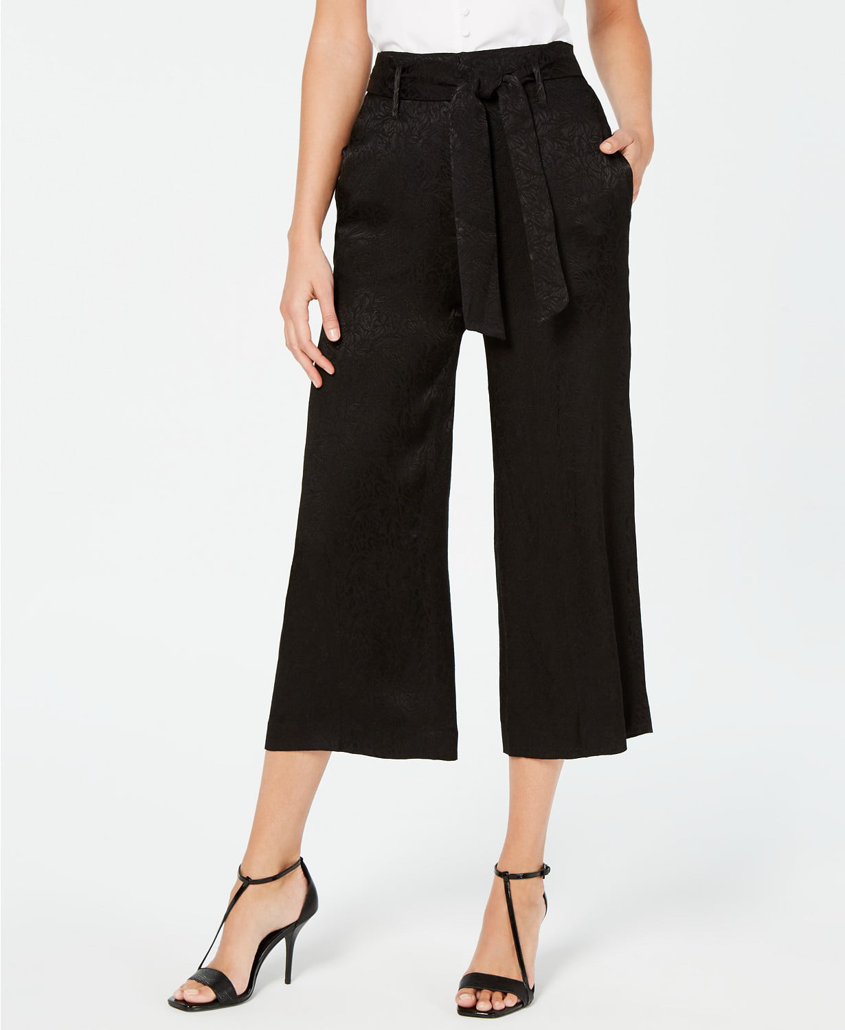 Calvin Klein Jacquard Cropped Wide-Leg Pants - Walmart.com