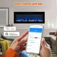 thumbnail image 4 of 50 Inch Built-in Electric Fireplace with WiFi ＆ Remote Control,12 Realistic Flame Flickering Colors,750/1500W Wall Fireplace Heater with Alexa and Timer,for Bedrooms,Living Rooms, 4 of 9