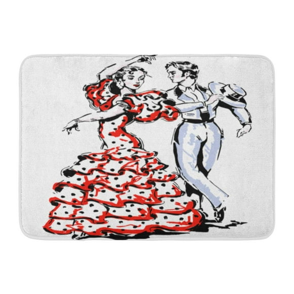 POGLIP Red Spain Typical Spanish Dancers People Flamenco Dance Flamingo Dress Doormat Floor Rug Bath Mat 23.6x15.7 inch