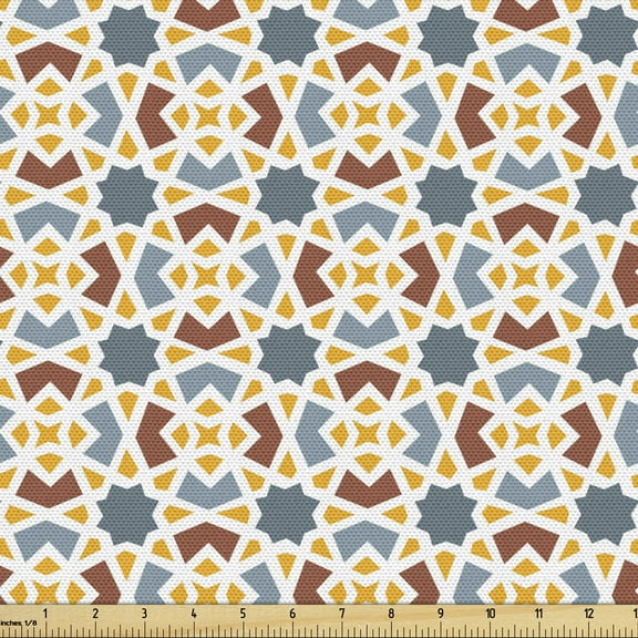 Ambesonne Ottoman Fabric by the Yard Upholstery, Middle Eastern Symbollism, 10 Yards, Multicolor