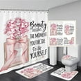 thumbnail image 5 of Fashion Perfume Shower Curtain Set Pink Rose Flower Modern Woman Girl Home Bathroom r Non Slip Rug Bath Mat Toilet Lid Cover, 5 of 7