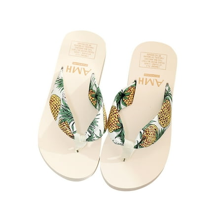 

CYMMPU Women s Slippers Clearance Summer Womens Cloth Belt Thick-soled Slope With Flip Flops Beach Shoes Slippers