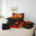 thumbnail image 6 of Manfei Fire Flame Basketball Bedding Comforter Set 7pcs, Neon Orange Honeycomb Full Bedding Set, Teen Boys Sport Fitted Sheet Flat Sheet, Lightweight Room Decor, 6 of 8