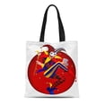 thumbnail image 1 of ASHLEIGH Canvas Tote Bag Joker Playing and Mirror in Dark Red Round Three Durable Reusable Shopping Shoulder Grocery Bag, 1 of 1