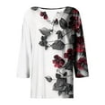 thumbnail image 3 of Oplxuo Henley Shirts for Women 3/4 Sleeve Tunic Tops V Neck Button Shirt Dressy Cute Print Tshirt Basic Cotton Ladies Blouse, 3 of 3