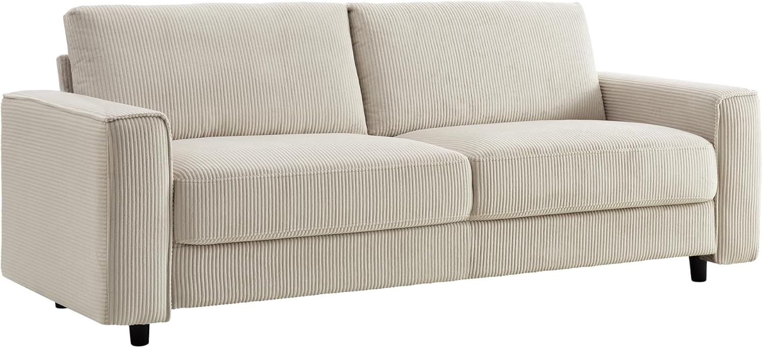 EPOWP 2-Piece Sleeper Sofa & Loveseat Set, 5-Seat Modern Corduroy Couches for Living Room, Tufted Plush Upholstery, High-Density Foam, Black Support Legs, Solid Wood Frame, Brown
