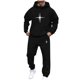 thumbnail image 2 of Ceisia Stretchy Warm Mens Loose Fit Cross Star Print Hooded Tracksuit Two Piece Set Gifts, 2 of 5