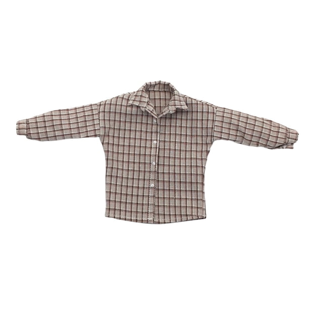 Vogacara Ropa de muñeca, camisa a cuadros pequeña resistente al desgaste, accesorios de juguetes ajustables realistas, disfraz para de Muñecas y casas de muñecas Beige