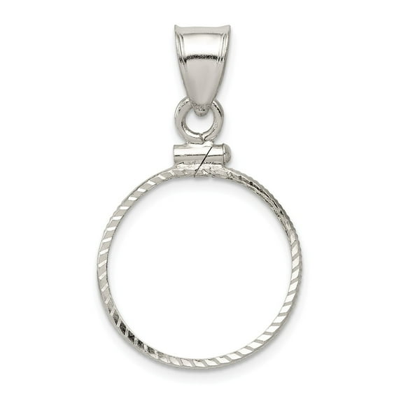 FB Jewels Sterling Silver 18 x 1.2mm $0.10 Diamond Cut Coin Bezel Pendant