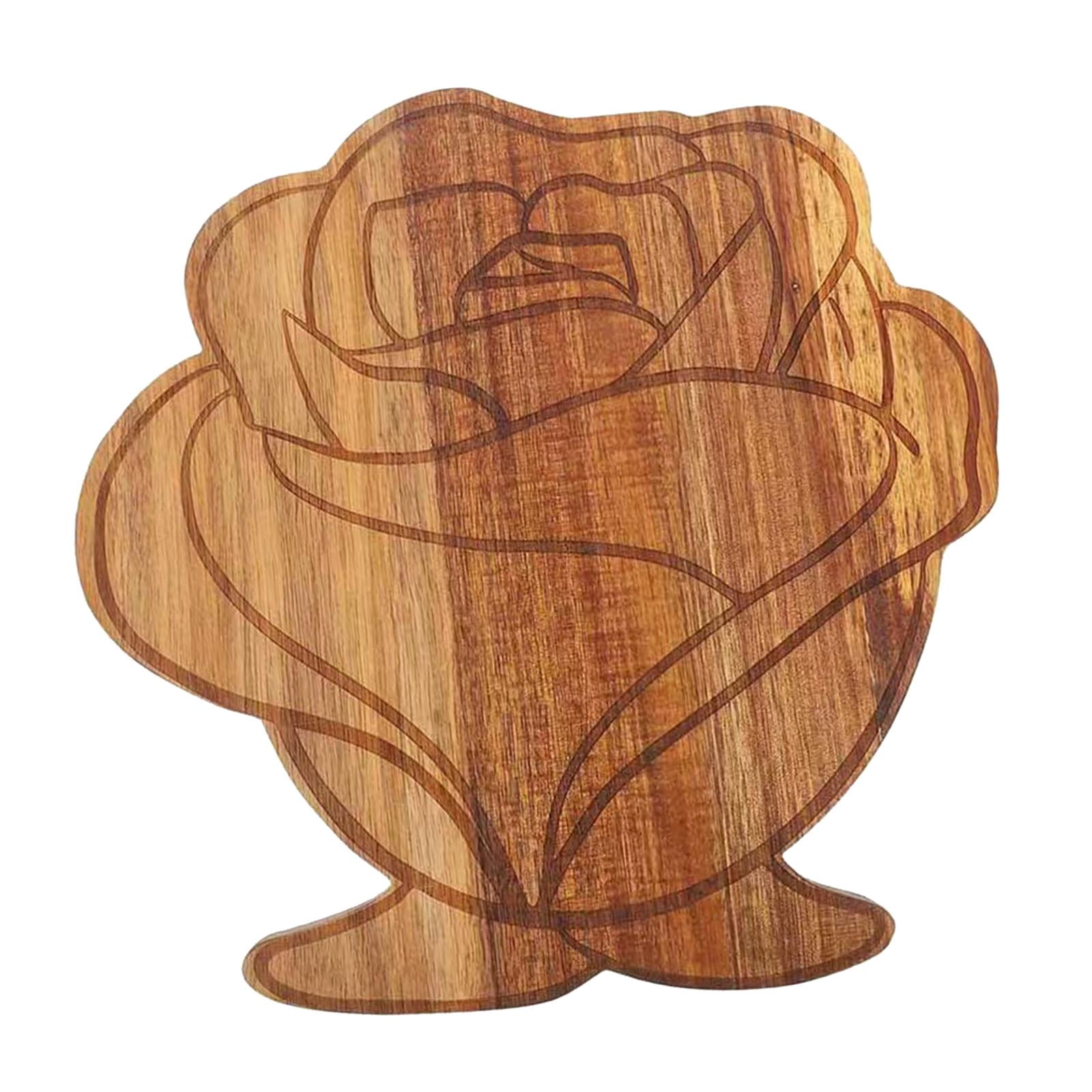 Fiocias Flower Shaped Cutting Board Wood Bread Board Portable Chopping Board for Cutting
