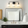 thumbnail image 4 of KAISITE 3-Lights Vanity Lights with Milky White Frosted Glass Shade Black Bathroom Light Fixtures 22.4" Wall Sconce Lighting Bath, 4 of 8