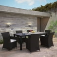 thumbnail image 2 of Side Dining Chair and Table Set, Brown White, Rattan, Wicker, Outdoor Patio Balcony Cafe Bistro Garden Hospitality Restaurant, Modern Contemporary HB32684, 2 of 7