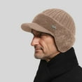 thumbnail image 5 of Pxiakgy Winter Beanie Hats for Men Warmth Caps Head Warm Knit Stocking Cap for Outdoor Skiing Blocking Knitted Hats Outdoor Warm Lined Knit Hat Caps for Men Women Beanie Hat with Brim Ear Flaps Khaki, 5 of 9