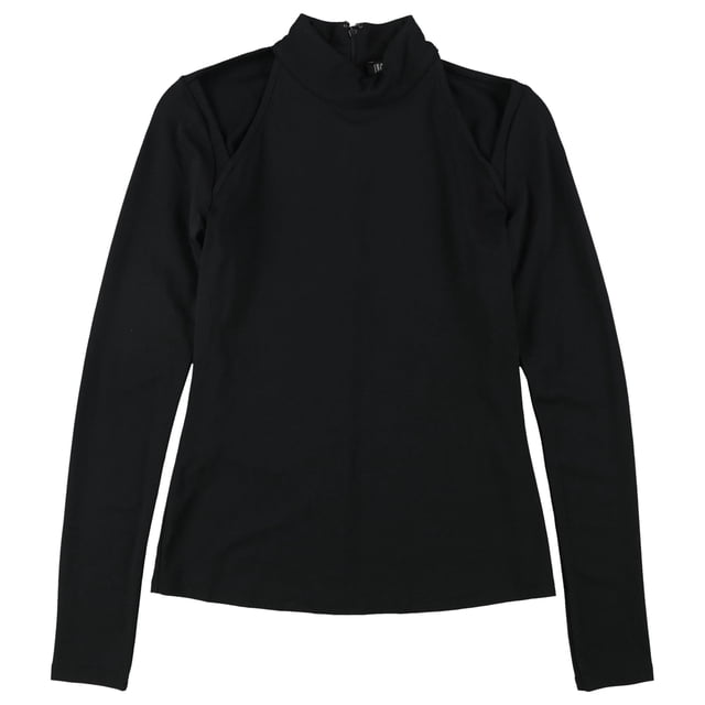 INC Blusa con hombros descubiertos y cuello alto para mujer, talla pequeña, color negro