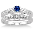 thumbnail image 2 of 1.25 Carat Sapphire and Diamond Three Stone Bridal Set on 10k White Gold, 2 of 2