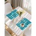 thumbnail image 5 of Green Placemats Set of 4, Modern Geometric Fish Scale Abstract Moroccan Placemats for Dining Table, Place Mats for Kitchen Tabletop, Waterproof Wipeable Dining Table Mats Set, 5 of 9