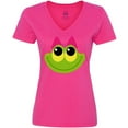 thumbnail image 3 of Inktastic Frog Face girl Women's V-Neck T-Shirt, 3 of 5
